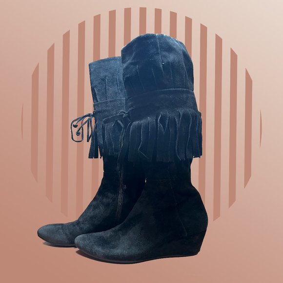 NINE WEST suede boot tall black - Picture 1 of 7